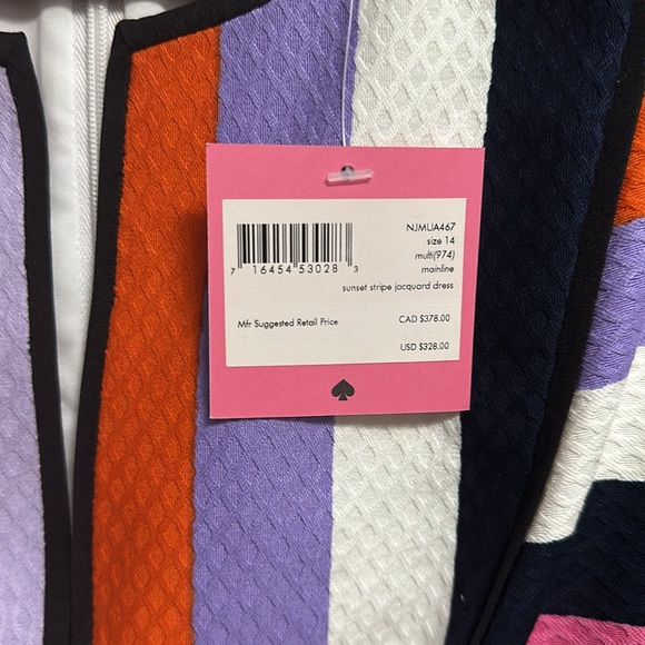 Kate Spade multi colored striped, above knee, sleeveless dress Size 14 - Picture 6 of 7